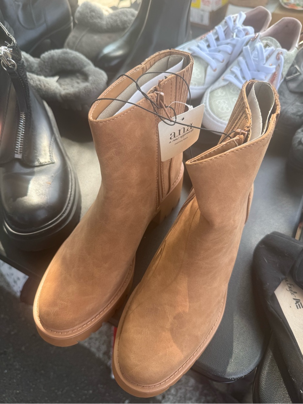 a.n.a Tan Platform Chelsea Ankle Boots